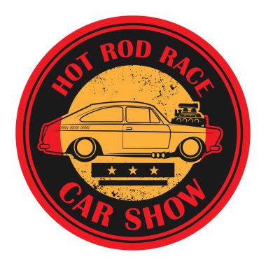 Retro Hot Rod damga veya etiket, vektör