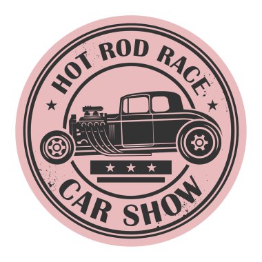 Retro Hot Rod damga veya etiket, vektör