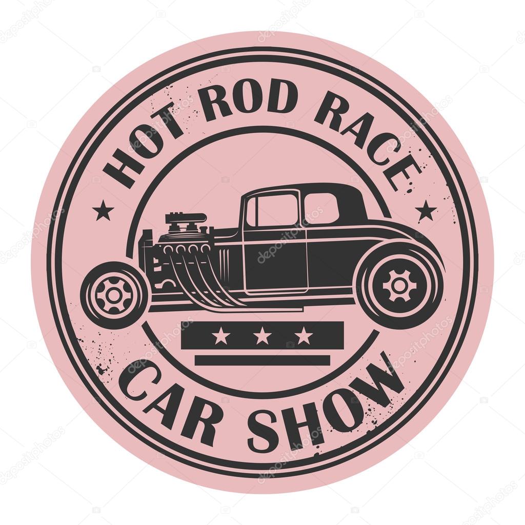 Retro Hot Rod stamp or label, vector