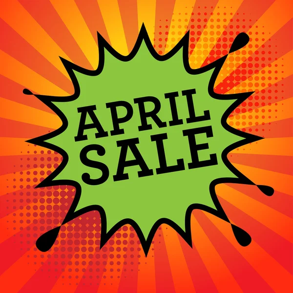 Komische explosie met tekst April Sale, vector — Stockvector