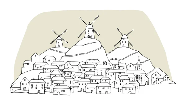 Cartoon Hand Zeichnung Häuser — Stockvektor