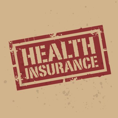 Soyut damga veya metin sağlık sigortası etiketi