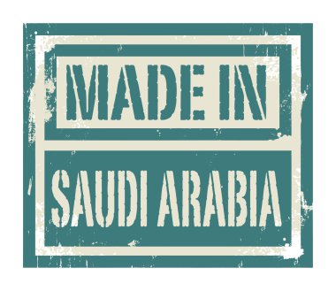 Soyut damga veya metin Made in Suudi Arabistan etiketi