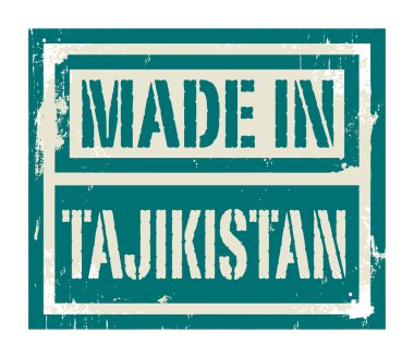 Soyut damga veya metin Made in Tacikistan etiketi