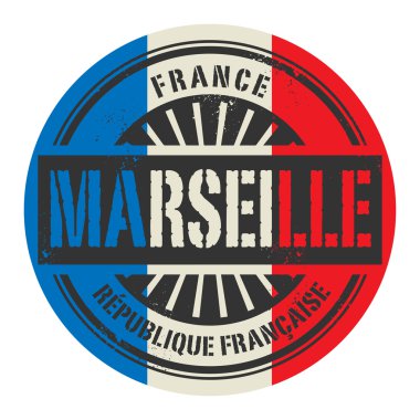 Grunge lastik damga metni Fransa, Marsilya ile