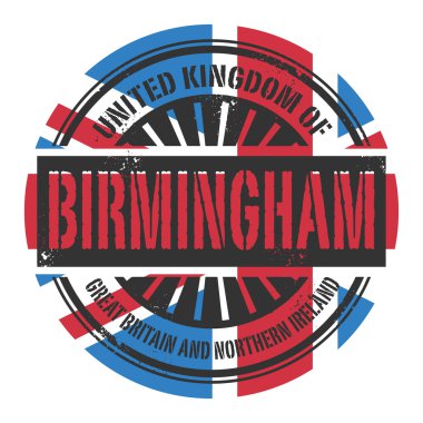 Grunge lastik damgası metinle İngiltere, Birmingham