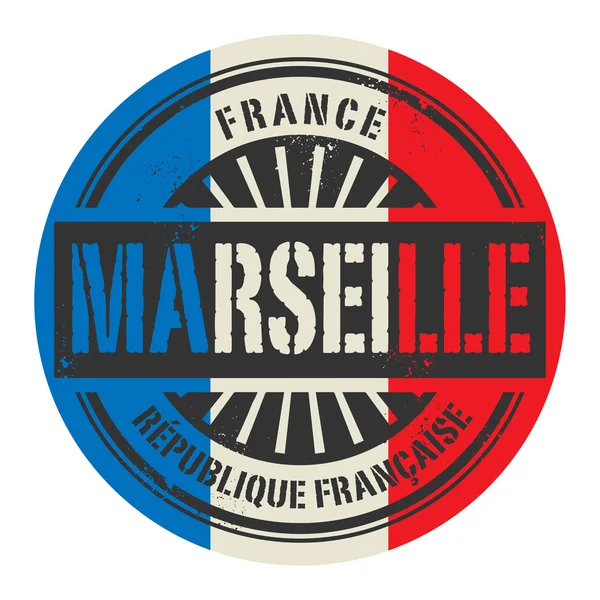 Grunge lastik damga metni Fransa, Marsilya ile