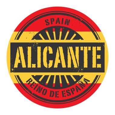 Grunge lastik damgası metinle İspanya, Alicante