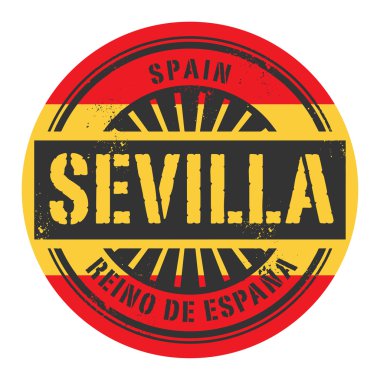 Grunge lastik damga metni İspanya, Sevilla ile