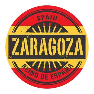 Grunge lastik damgası metinle İspanya, Zaragoza