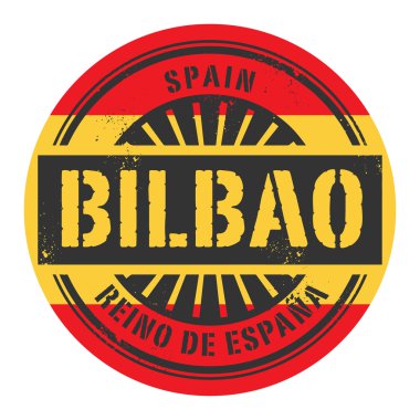 Grunge lastik damga metni İspanya, Bilbao ile