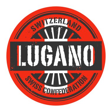 Grunge lastik damgası metinle İsviçre, Lugano