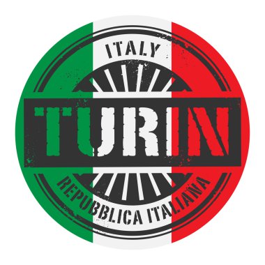 Grunge lastik damgası metinle İtalya, Turin