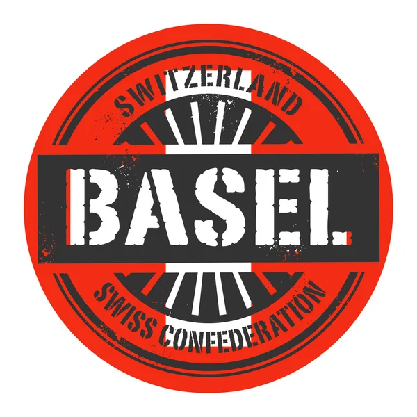 Sello de goma grunge con el texto Suiza, Basilea — Vector de stock