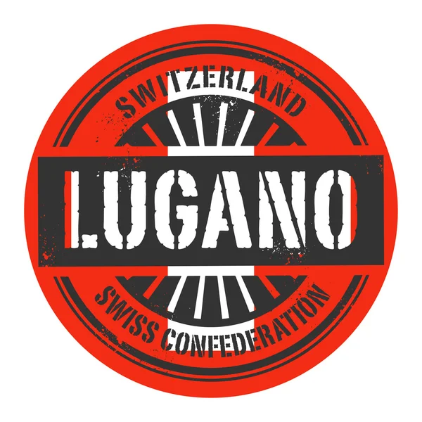 Grunge lastik damgası metinle İsviçre, Lugano