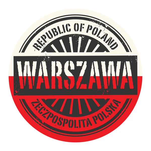 Sello de goma grunge con el texto República de Polonia, Warszawa — Vector de stock