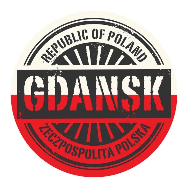 Sello de goma grunge con el texto República de Polonia, Gdansk — Vector de stock
