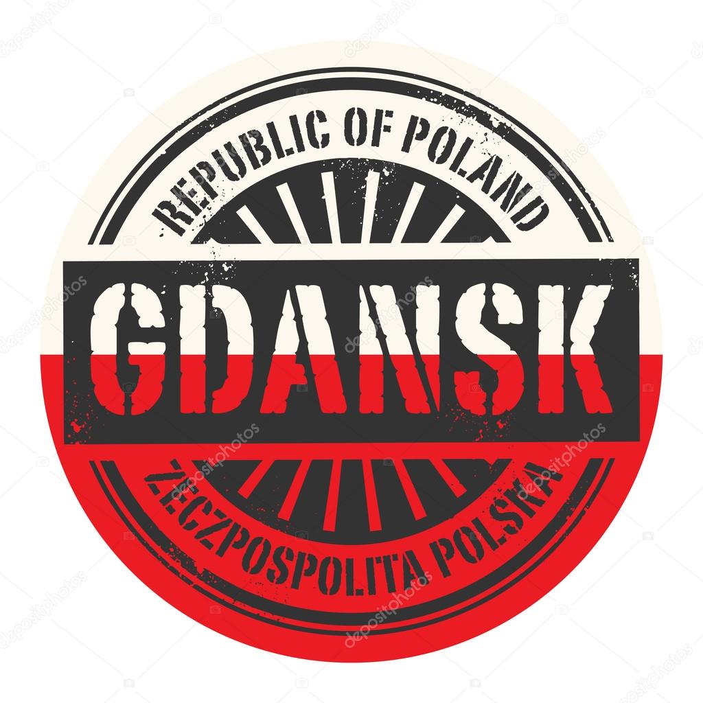 Grunge rubber stamp with the text Republic of Poland, Gdansk