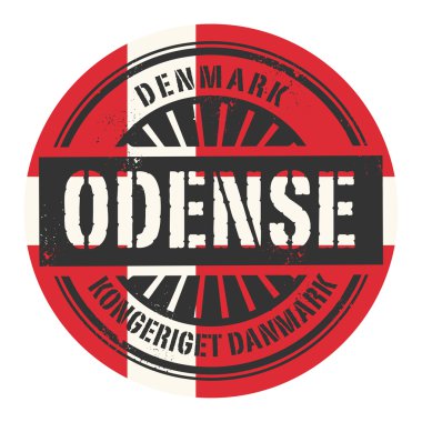 Grunge lastik damgası metinle Danimarka, Odense