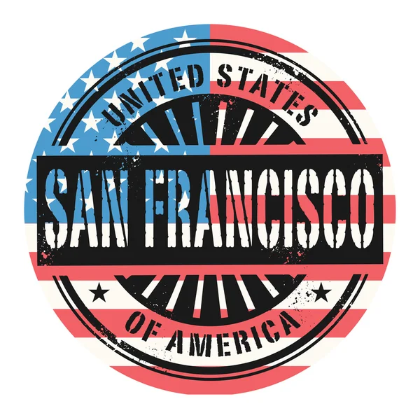 Грубая печать с текстом Соединенные Штаты Америки, Сан-Франциско — стоковый вектор