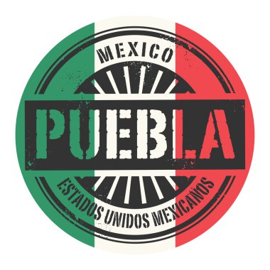 Grunge lastik damgası metinle Meksika, Puebla