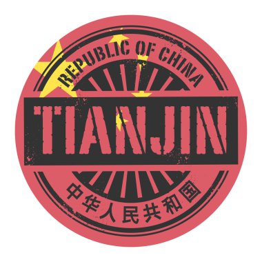 Grunge lastik damgası metinle Çin Cumhuriyeti, Tianjin