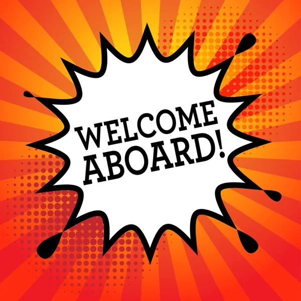 Explosión cómica con texto Welcome Aboard — Archivo Imágenes Vectoriales