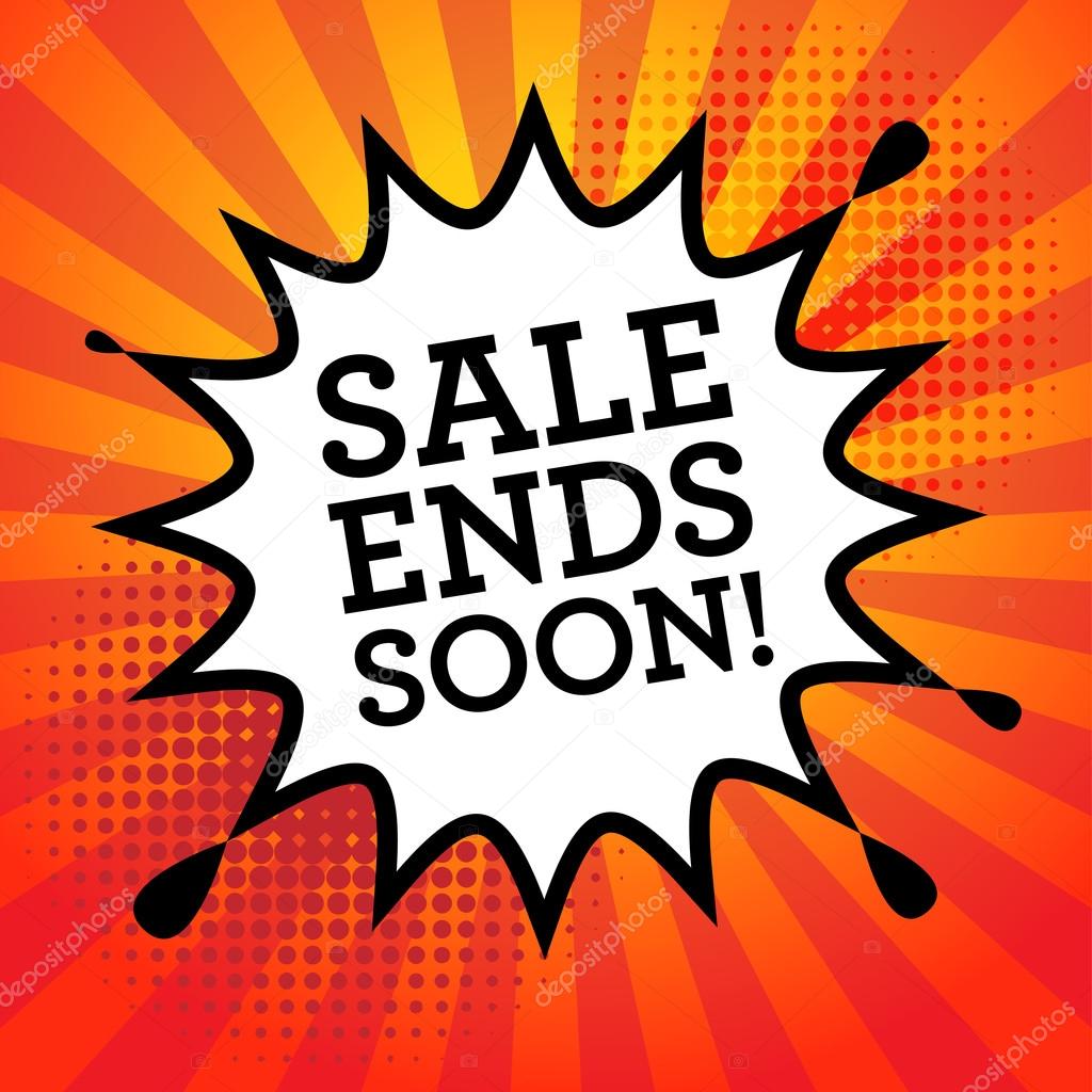 Comic explosion with text Sale Ends Soon, vector illustration
