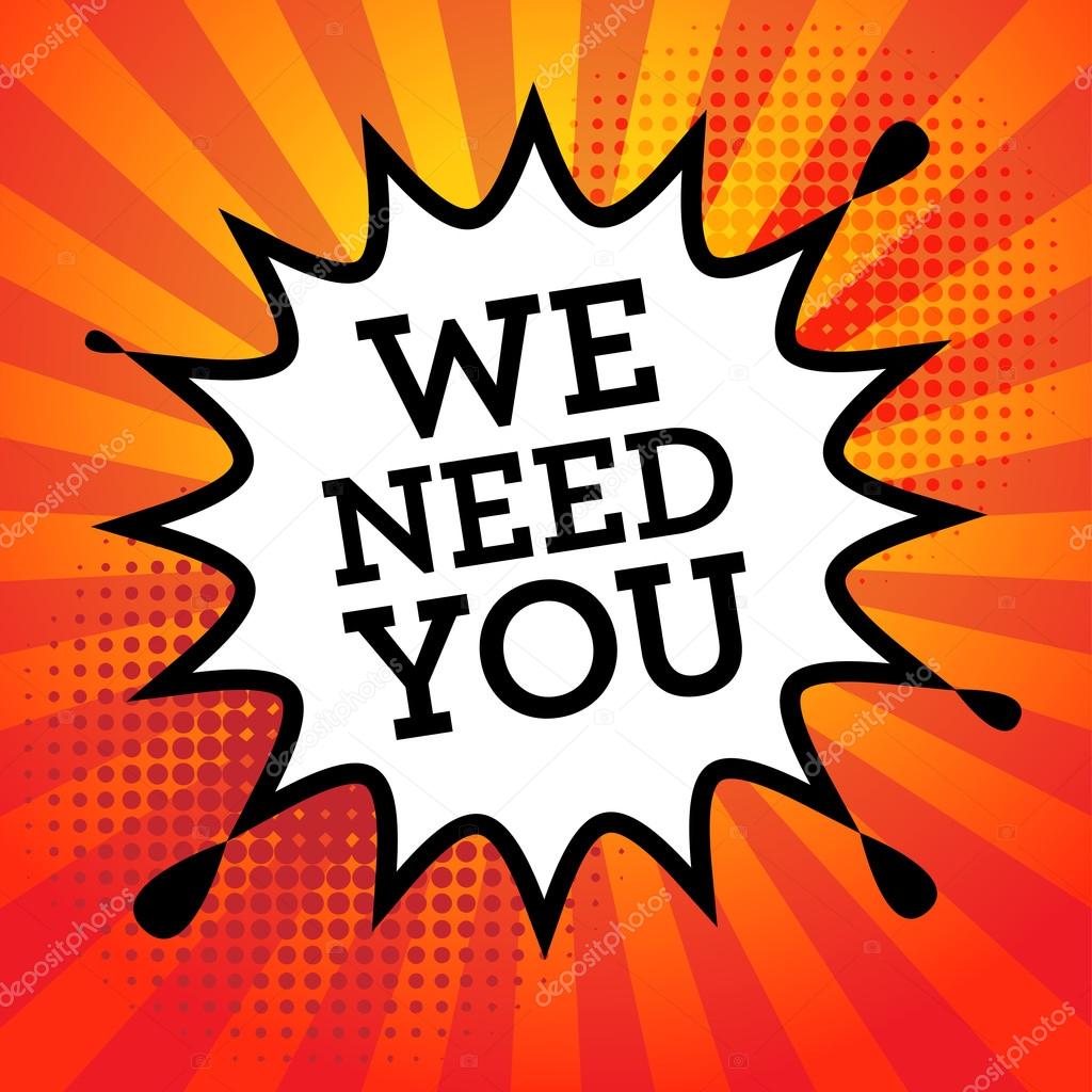 Comic book explosion with text We Need You Stock Vector by ©_fla 72431601