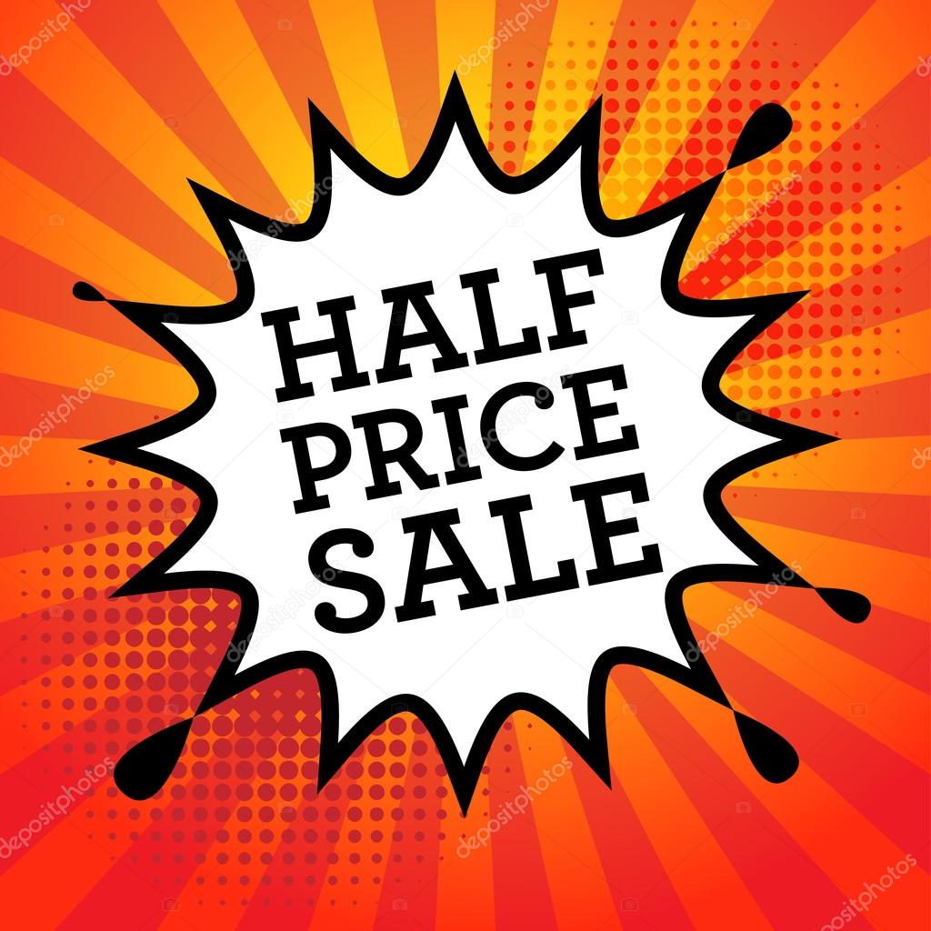 Comic book explosion with text Half Price Sale