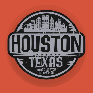 Damga veya etiket Houston, Teksas'ın adıyla