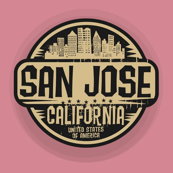 Sello o etiqueta con el nombre de San José, California — Archivo Imágenes Vectoriales