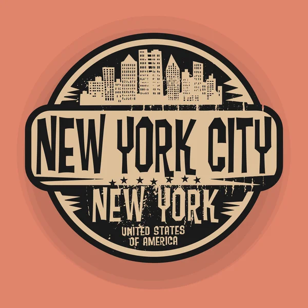 Briefmarke oder Etikett mit dem Namen von New York, New York City — Stockvektor