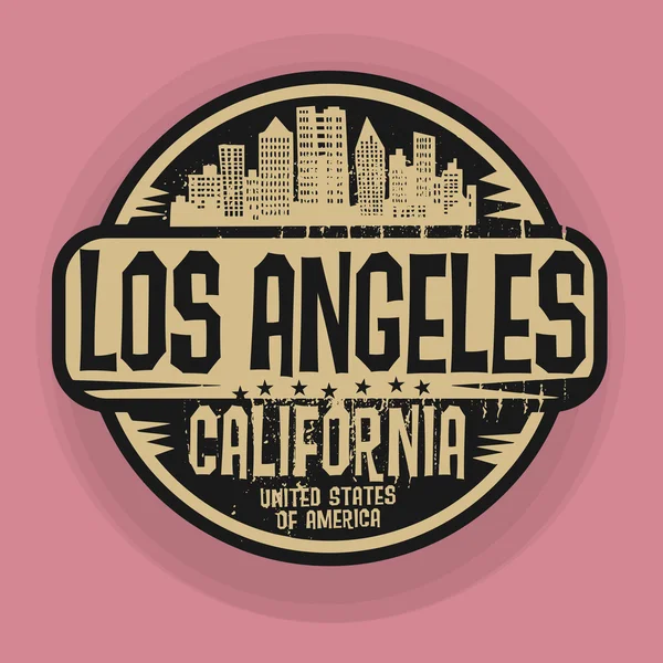 Timbre ou étiquette avec le nom de Los Angeles, California — Image vectorielle