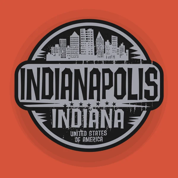 Briefmarke oder Aufkleber mit dem Namen Indianapolis, Indiana — Stockvektor