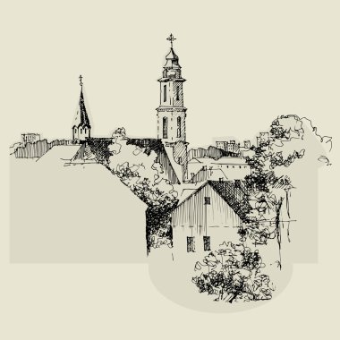 Mimarlık Tarihi kent, elle çizilmiş kroki