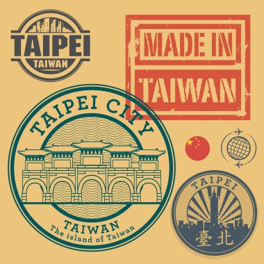 Damga veya etiket metin ile Taipei, Tayvan