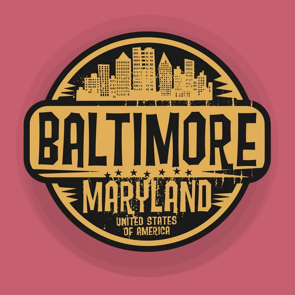 Timbre ou étiquette avec le nom de Baltimore, Maryland — Image vectorielle