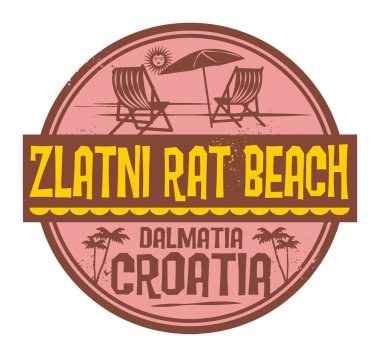 kelime zlatni rat Plajı, içinde yazılı Hırvatistan ile damga