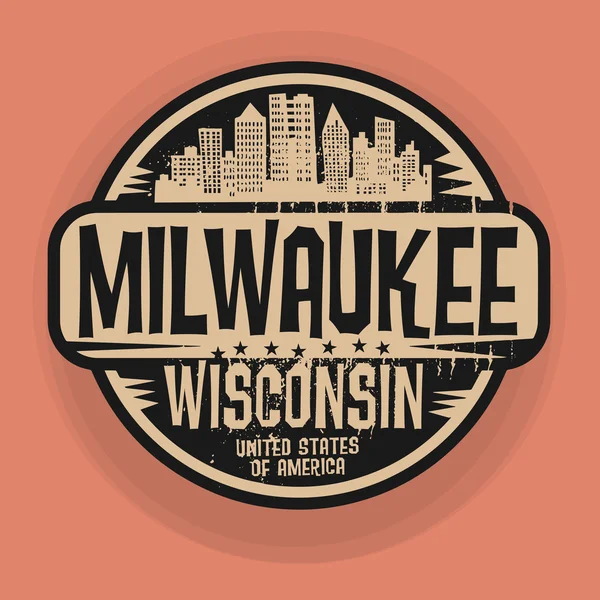 stock vector Stamp or label with name of Milwaukee, Wisconsin