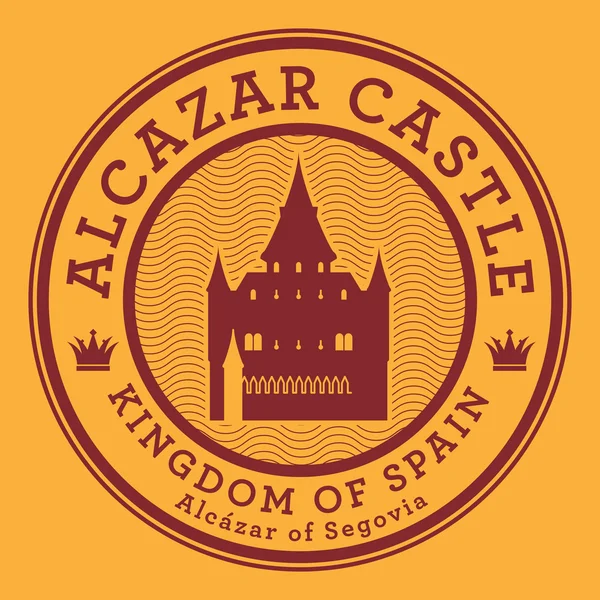 Stamp or label with text Alcazar Castle, Spain — Stock Vector