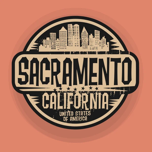 Штамп или этикетка с именем Сакраменто, Калифорния — стоковый вектор