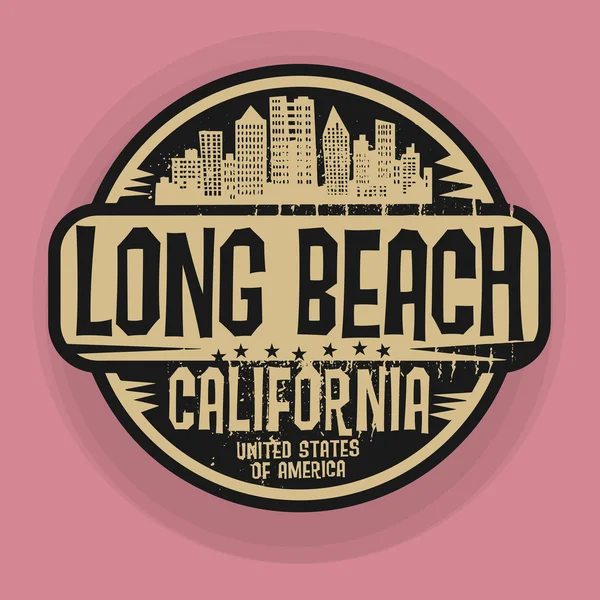 Francobollo o etichetta con il nome di Long Beach, California — Vettoriale Stock