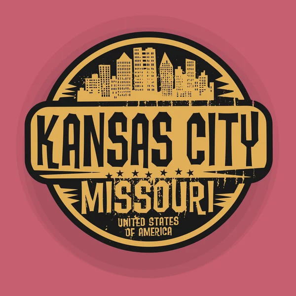 Stempel oder Aufkleber mit dem Namen der Stadt Kansas, missouri — Stockvektor
