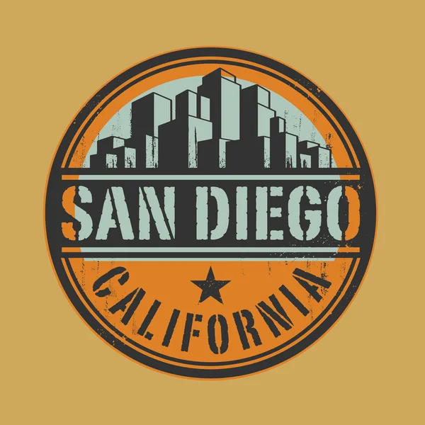 Briefmarke oder Etikett mit dem Namen von San Diego, Kalifornien — Stockvektor