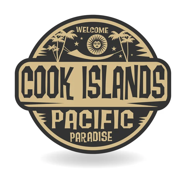Stamp or label with the name of Cook Islands, Pacific Paradise — Stock vektor