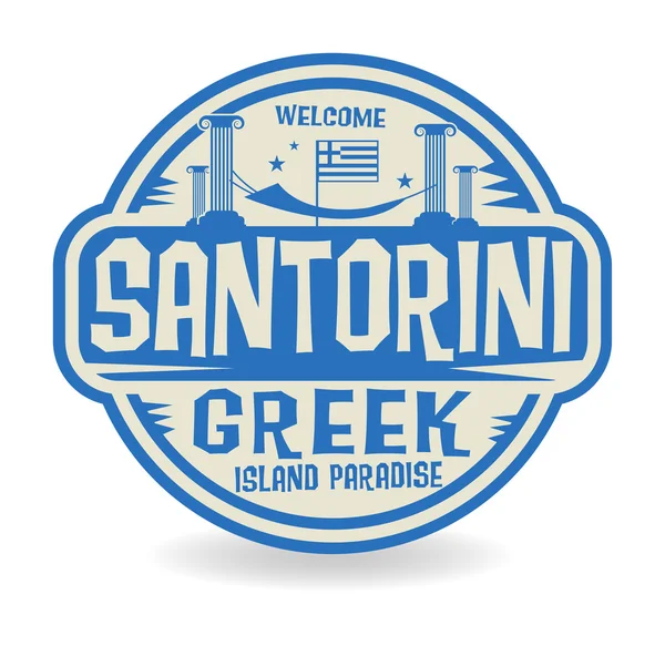 Stamp or label with the name of Santorini, Greek Island Paradise — Stok Vektör