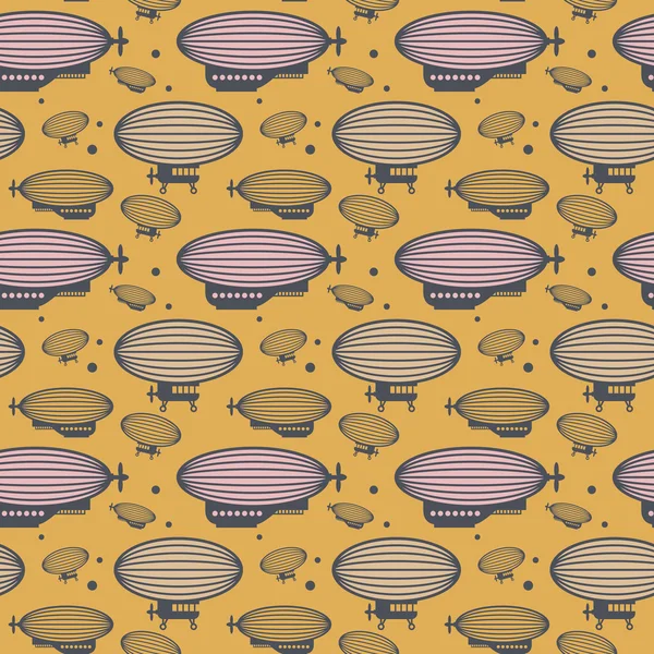 Seamless pattern, airship theme — Stok Vektör
