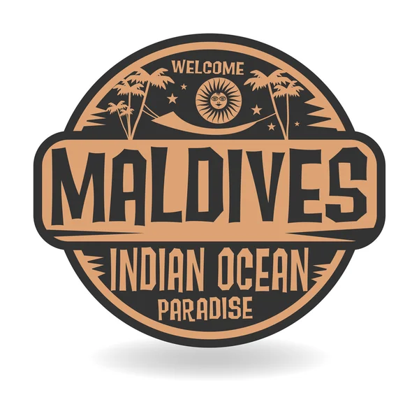 Timbre ou étiquette avec le nom de Maldives, Océan Indien — Image vectorielle