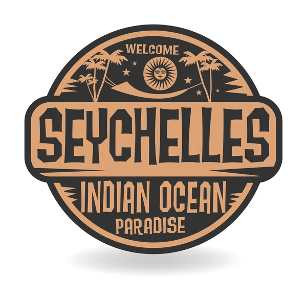 Carimbo ou rótulo com o nome de Seychelles, Oceano Índico — Vetor de Stock